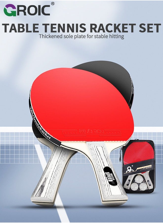 GROIC - Ping Pong Paddles Set, High-Performance Sets with 1 Pair Premium Table Tennis Rackets, 3 PCs Ping Pong Balls and Storage Case Portable Ping Pong Set for Indoor& Outdoor Games - Image 1