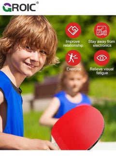 GROIC Ping Pong Paddles Set, High-Performance Sets with 1 Pair Premium Table Tennis Rackets, 3 PCs Ping Pong Balls and Storage Case Portable Ping Pong Set for Indoor& Outdoor Games  - Image 4