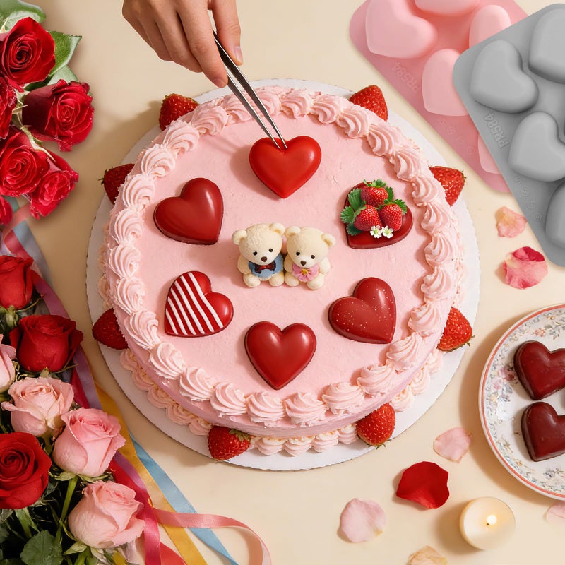 Firleayo Heart Silicone Molds 2 Pcs Heart Chocolate Molds Hearts-Shaped Cake Mold Hearts Muffin Tray for Baking Crafts Candy Dessert Candles Ice Cubes Soaps Wax Melts - Image 3