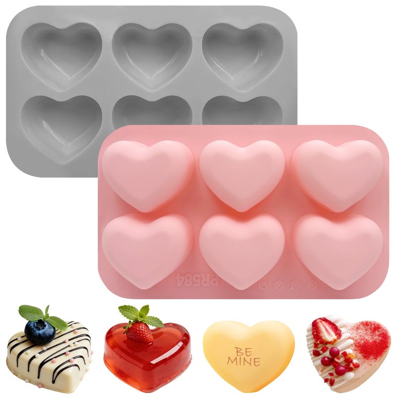Firleayo Heart Silicone Molds 2 Pcs Heart Chocolate Molds Hearts-Shaped Cake Mold Hearts Muffin Tray for Baking Crafts Candy Dessert Candles Ice Cubes Soaps Wax Melts - Image 1