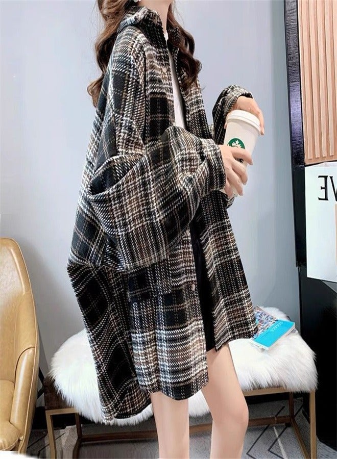 Women's Plaid Button Down Multicolor Wool Shirt - Image 1