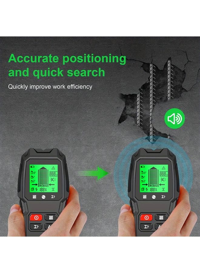 5 In 1 Wall Scanner Stud Finder Metal Detector AC Wire Detector LCD Display Black - Image 1