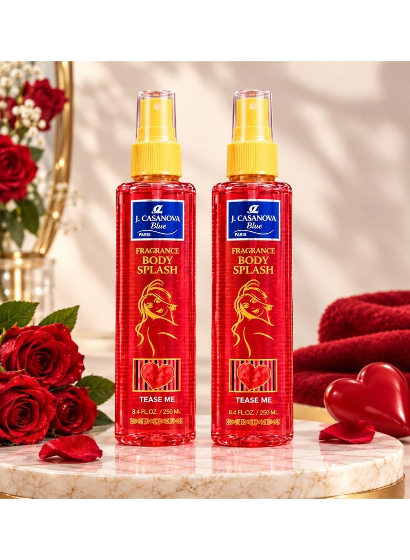 Casanova J. Casanova Blue Tease Me Fragrance Body Splash Set (2 Pieces - 250 ml Each) - Image 1