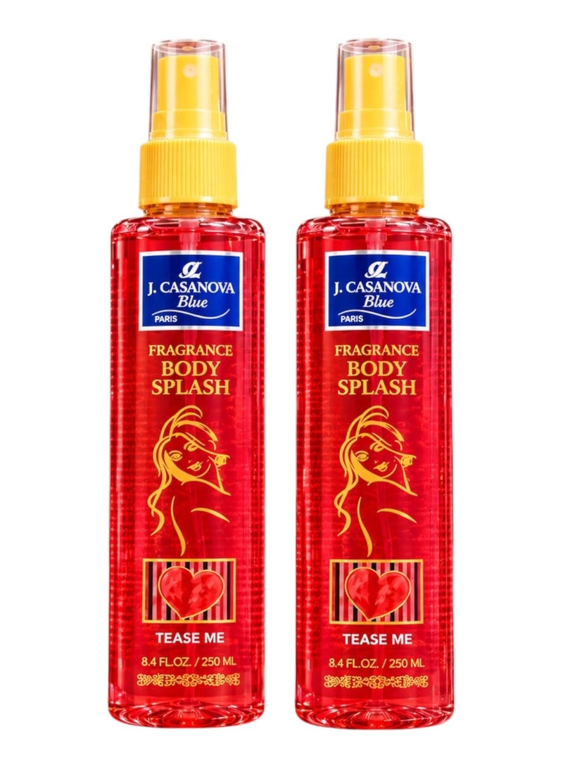 Casanova J. Casanova Blue Tease Me Fragrance Body Splash Set (2 Pieces - 250 ml Each) - Image 2