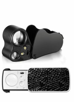 2 Pieces Jewelers Loupe 30X 60X 90X Illuminated Jewelers Eye Loupe Magnifier Jewelry Magnifying Glass Loop with UV Black Light and Bright LED Light for Jewelry Diamond Gem Coin Stamp Rock