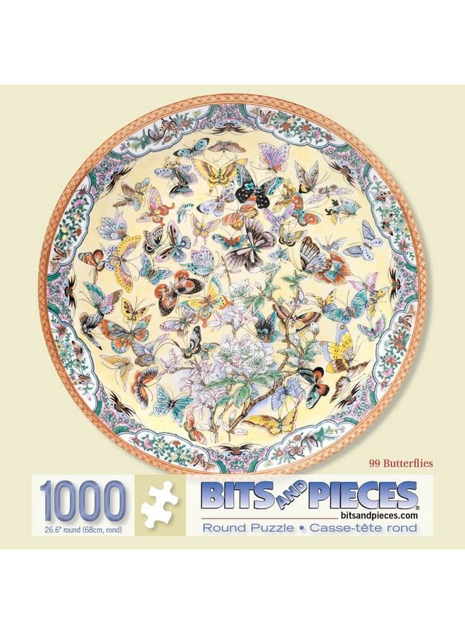 Bits and Pieces 1000 قطعة لغز دائري تسعة وتسعون فراشة زهور وفراشات 1000 قطعة - Image 3