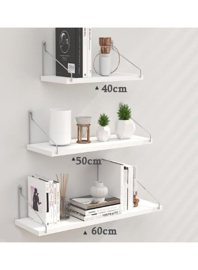 FALAHOM 3 Set Floating Shelves, Rustic Wooden Shelf with Metal Brackets for Wall Decor,No Drilling 2 Way of Wall Mounted Shelves,for Storage Hanging Shelf for Bathroom Living Room Kitchen - Image 2