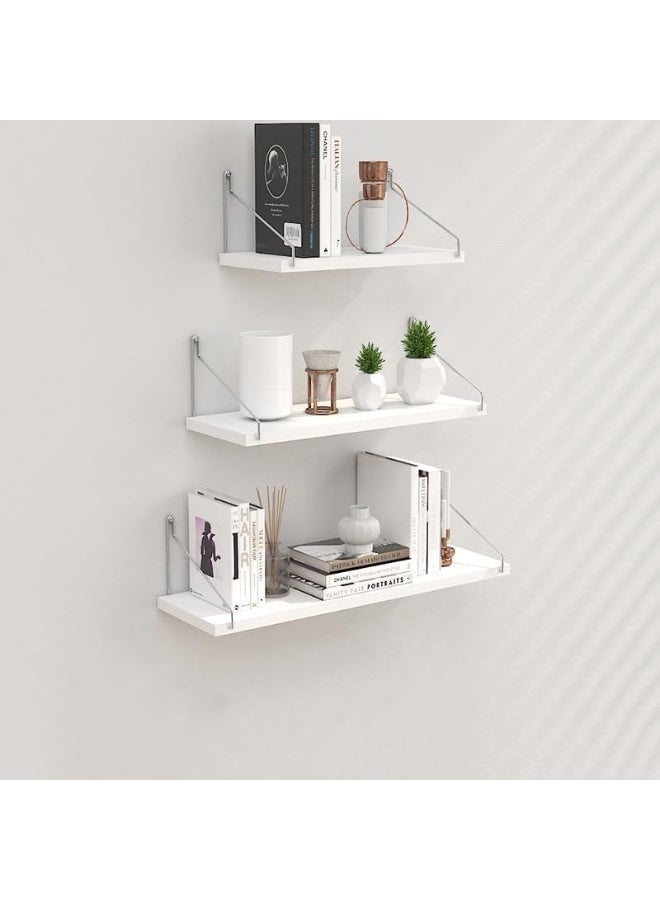 FALAHOM 3 Set Floating Shelves, Rustic Wooden Shelf with Metal Brackets for Wall Decor,No Drilling 2 Way of Wall Mounted Shelves,for Storage Hanging Shelf for Bathroom Living Room Kitchen - Image 1