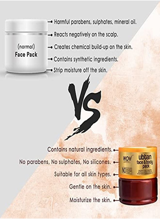 WOW Skin Science - Ubtan Face Pack For Tan Removal And Skin Brightening With Chickpea Flour Almond Saffron & Turmeric Extracts No Sulphate Parabens Silicones & Colour 200 Ml - Image 1