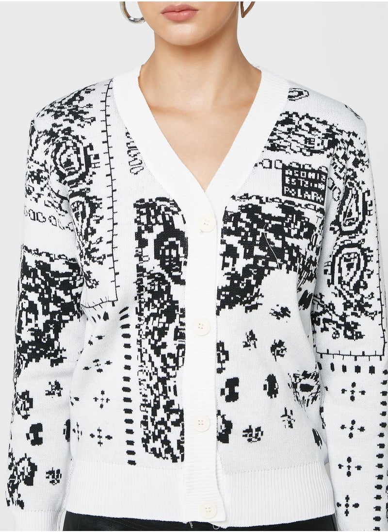 ELLA - Paisley Intarsia Cardigan - Image 1