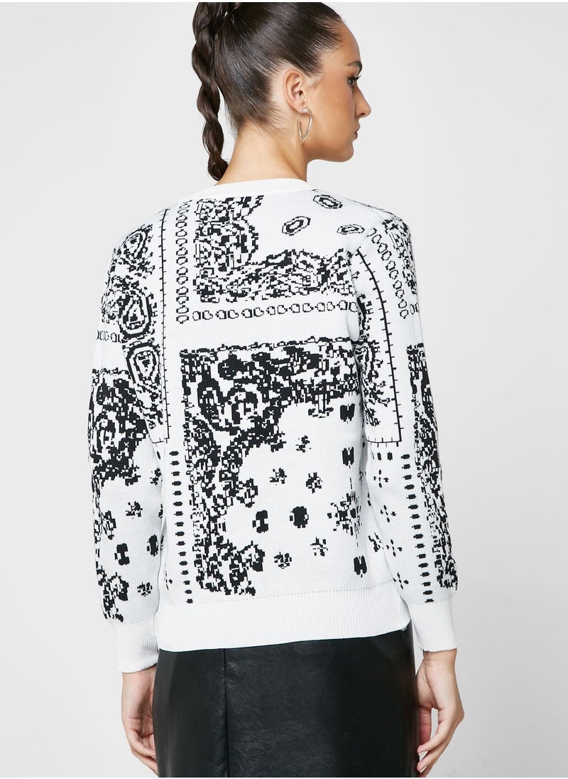 ELLA - Paisley Intarsia Cardigan - Image 1