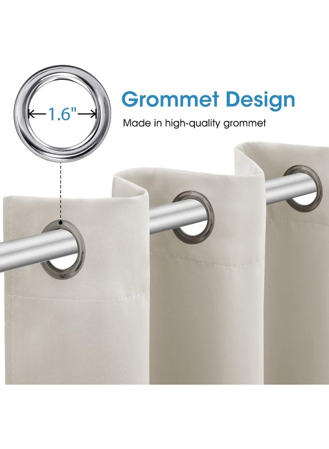 HOMEIDEAS Cream Beige Blackout Curtains For Bedroom 52 X 84 Inch Length 2 Panels Set Room Darkening Bedroom Curtains, Soundproof Thermal Grommet Window Curtains For Living Room For  - Image 3
