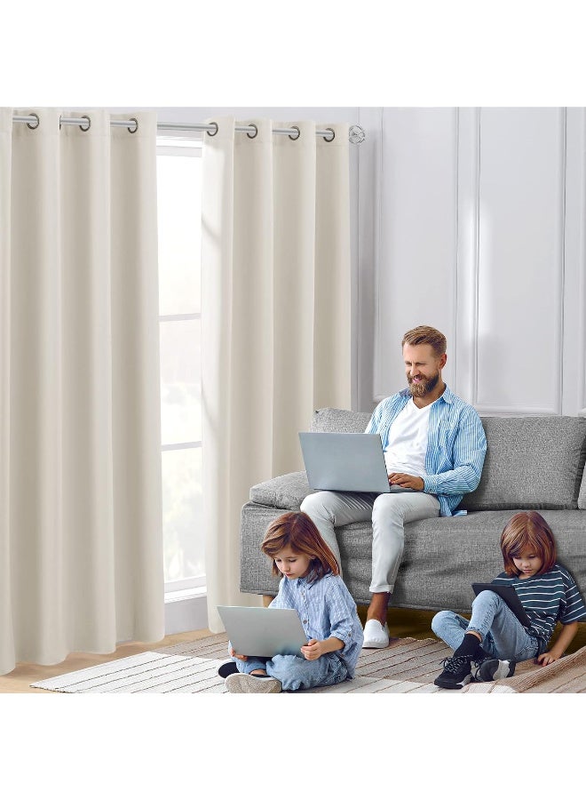 HOMEIDEAS Cream Beige Blackout Curtains For Bedroom 52 X 84 Inch Length 2 Panels Set Room Darkening Bedroom Curtains, Soundproof Thermal Grommet Window Curtains For Living Room For  - Image 1