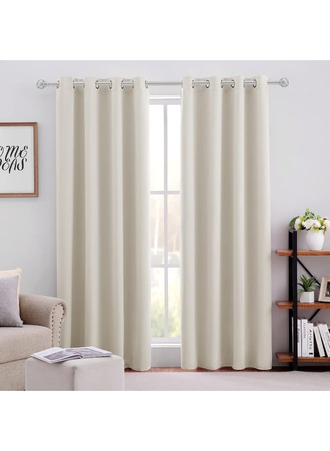 HOMEIDEAS Cream Beige Blackout Curtains For Bedroom 52 X 84 Inch Length 2 Panels Set Room Darkening Bedroom Curtains, Soundproof Thermal Grommet Window Curtains For Living Room For  - Image 4