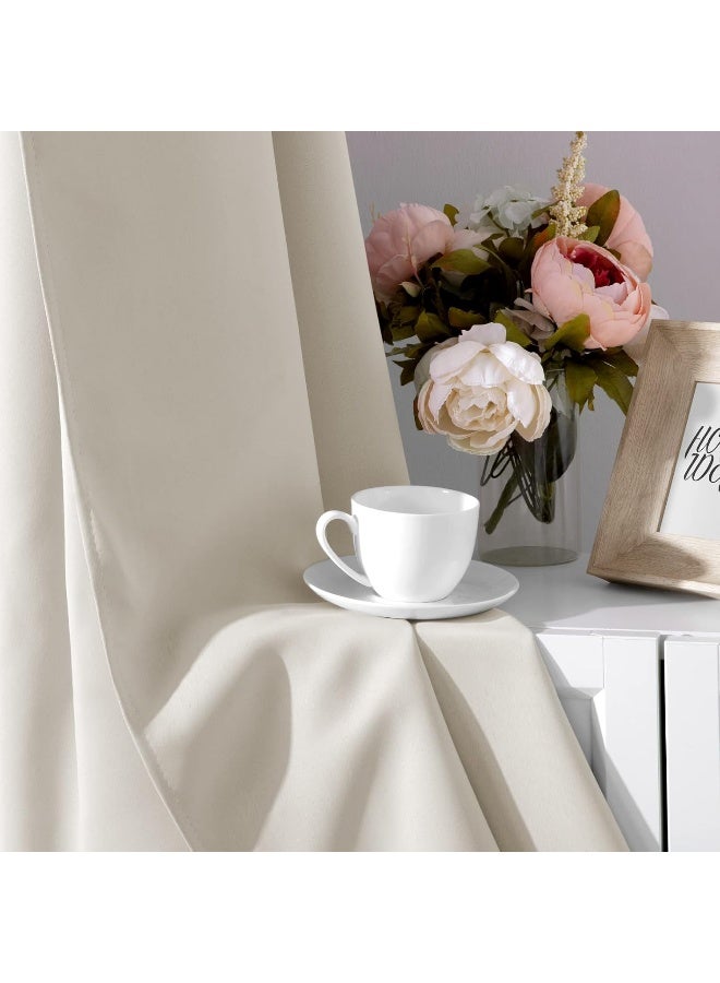 HOMEIDEAS Cream Beige Blackout Curtains For Bedroom 52 X 84 Inch Length 2 Panels Set Room Darkening Bedroom Curtains, Soundproof Thermal Grommet Window Curtains For Living Room For  - Image 5