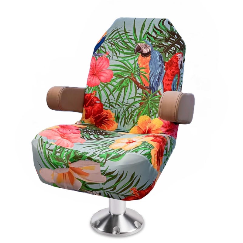 SKIPPER SEAT Pontoon Boat Seat Cover Microfiber QuickDry Universal Fit Stylish Parrot Design Paradise Parrot PB01BBG - Image 2