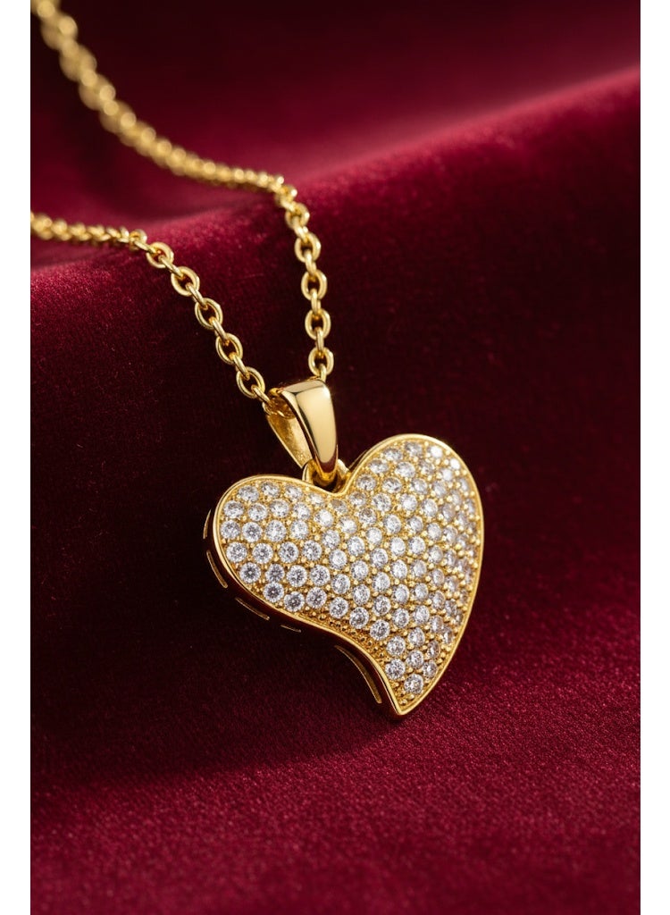 FLUFFY Women’s Necklace, Women's Necklace with Pave Crystal Heart - Image 2