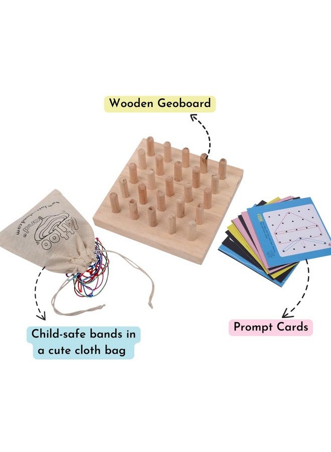 Lattooland Wooden Geoboard | for 3 Years and Above | STEM | Graphical Educational Toy | Montessori | Brain Teaser | Mathematical Manipulative Material | Birthday Gift for Kids - Image 3