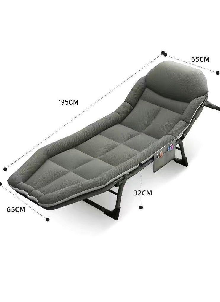 CityRiya-Long Folding Bed Foldable Platform Bed 200cm Portable Rollaway Guest Bed Large Medical Bed Comfortable Resting Bed Recliner Bed Lounger Chair Portable Single Sleeping Bed Fold Up Bed for Office  - Image 2