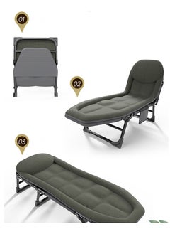CityRiya-Long Folding Bed Foldable Platform Bed 200cm Portable Rollaway Guest Bed Large Medical Bed Comfortable Resting Bed Recliner Bed Lounger Chair Portable Single Sleeping Bed Fold Up Bed for Office  - Image 3
