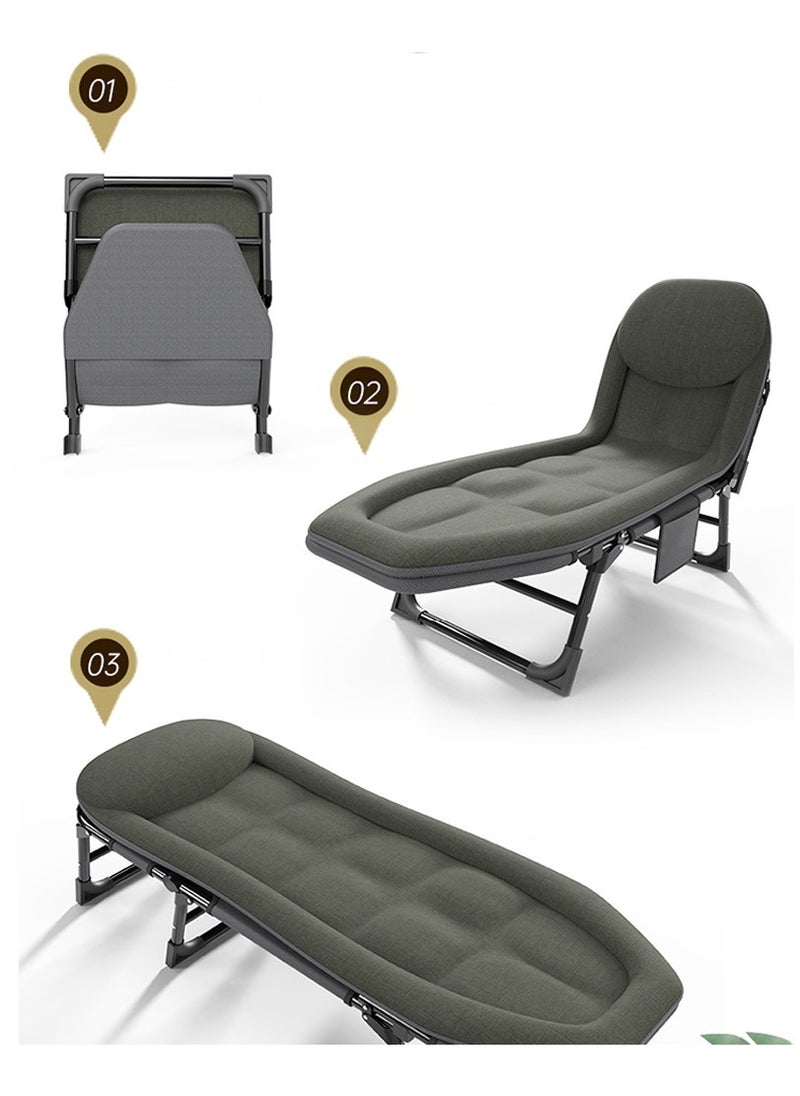 CityRiya-Long Folding Bed Foldable Platform Bed 200cm Portable Rollaway Guest Bed Large Medical Bed Comfortable Resting Bed Recliner Bed Lounger Chair Portable Single Sleeping Bed Fold Up Bed for Office  - Image 3