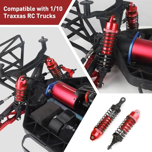 FriHobby RC Big Bore Shocks All Metal Shock Absorber Front Rear Damper Upgrade Parts for Traxxas 1/10 Slash 4x4 Rustler 4X4 Stampede 4X4 Hoss 4X4 Replace 5862 (Red) - Image 4