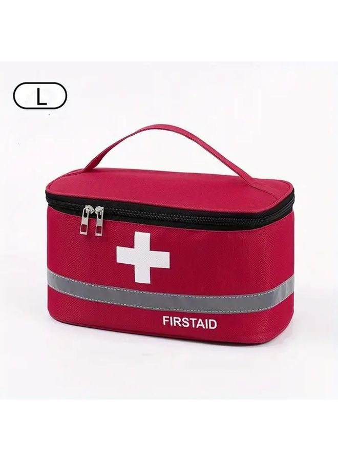 حقيبة إسعافات أولية طبية كبيرة حمراء مصنوعة من قماش متين مع مقابض محمولة للاستخدام المنزلي والهواء الطلق - Image 1