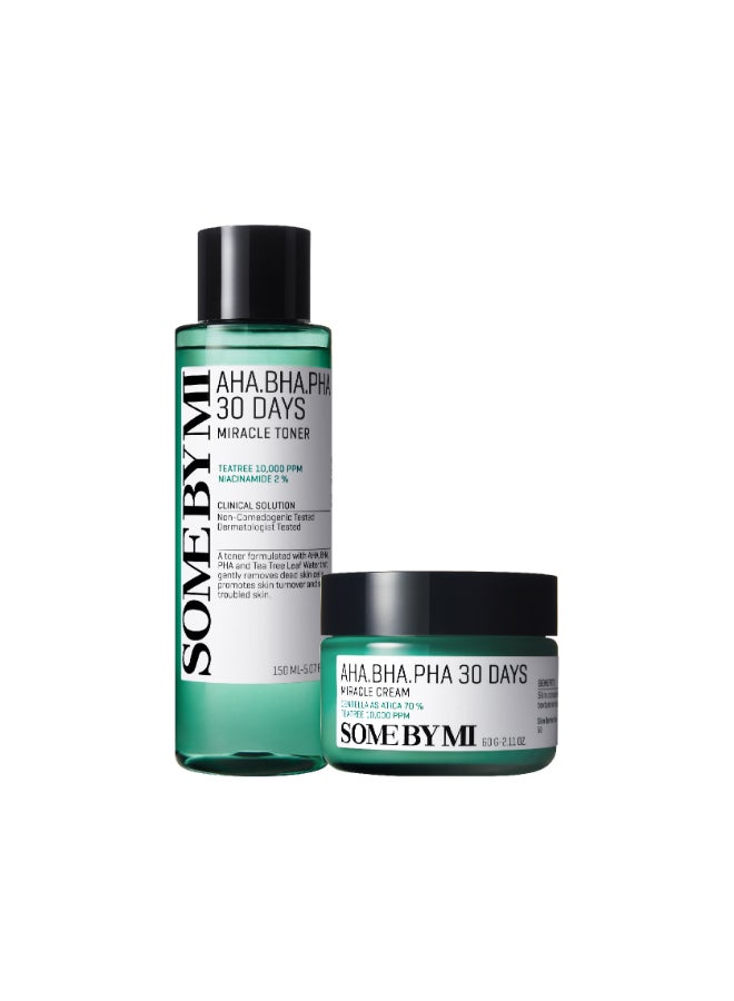 Some by Mi AHA-BHa-PHA 30 Days Miracle Toner 150ml + Miracle Cream Clear 60grams - Image 1