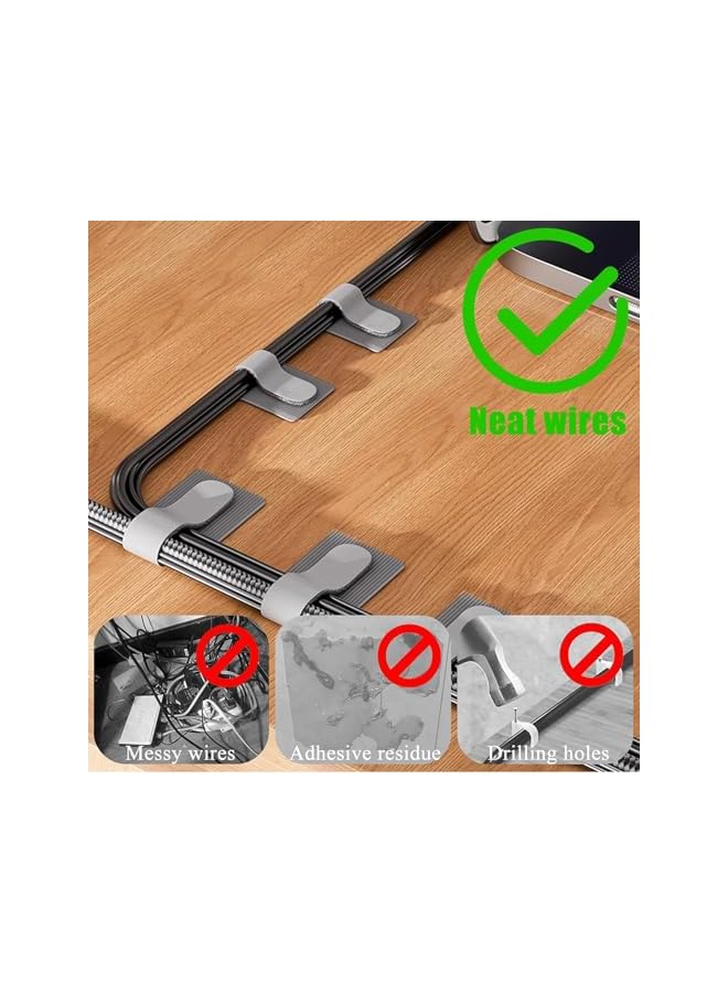 S-TOP 60 pcs Reusable Cable Ties Self Adhesive Cable Ties Adjustable Cord Organizer,Reusable Wire Organizers for Power Extension Cord,Charger cable management - Image 3