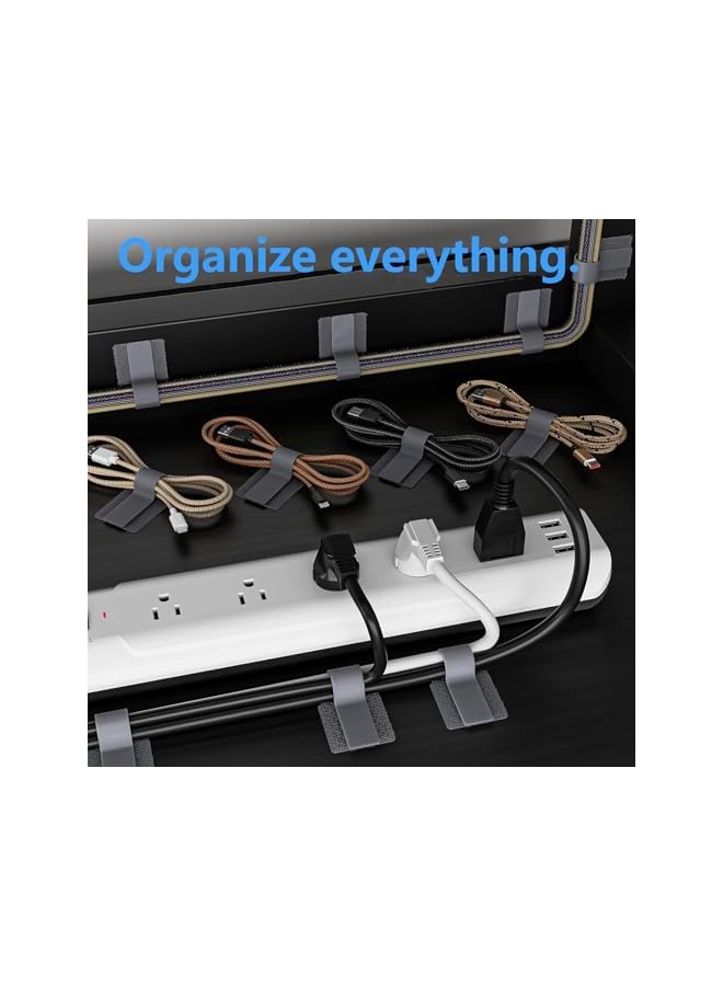 S-TOP 60 pcs Reusable Cable Ties Self Adhesive Cable Ties Adjustable Cord Organizer,Reusable Wire Organizers for Power Extension Cord,Charger cable management - Image 2