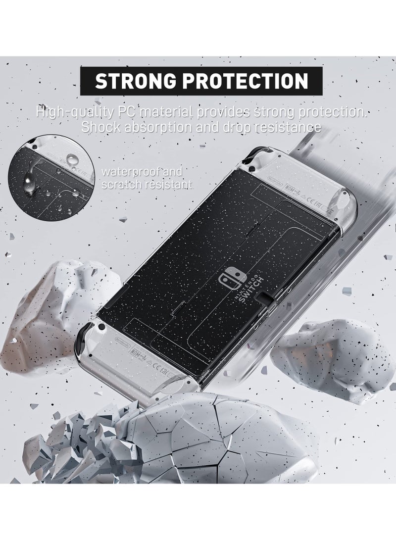 Glitter Protective Case Suitable for Nintendo Switch OLED Console PC Material Shock Resistant and Scratch Resistant with 1 Piece Screen Glass Film - Image 5