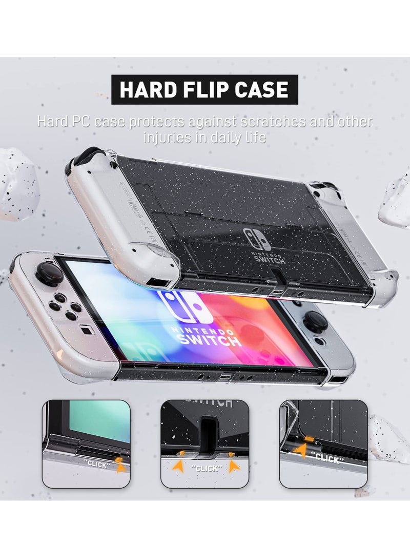 Glitter Protective Case Suitable for Nintendo Switch OLED Console PC Material Shock Resistant and Scratch Resistant with 1 Piece Screen Glass Film - Image 2