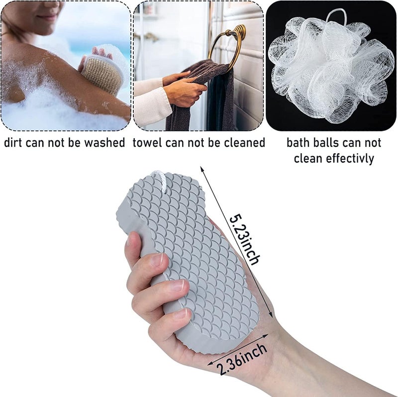 CHANEDE 4Pcs Bath Sponge, Ultra Soft Exfoliating Sponge Body Shower Reusable Exfoliate Dead Skin Remover, Super Soft Exfoliating Bath Sponge with 4 Sticky Hooks for Men, Women, Adult and Children - Image 4