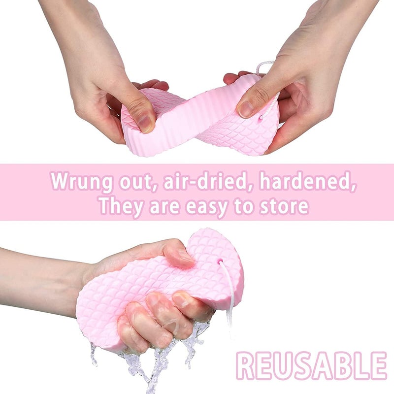 CHANEDE 4Pcs Bath Sponge, Ultra Soft Exfoliating Sponge Body Shower Reusable Exfoliate Dead Skin Remover, Super Soft Exfoliating Bath Sponge with 4 Sticky Hooks for Men, Women, Adult and Children - Image 2