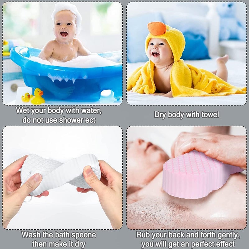 CHANEDE 4Pcs Bath Sponge, Ultra Soft Exfoliating Sponge Body Shower Reusable Exfoliate Dead Skin Remover, Super Soft Exfoliating Bath Sponge with 4 Sticky Hooks for Men, Women, Adult and Children - Image 3