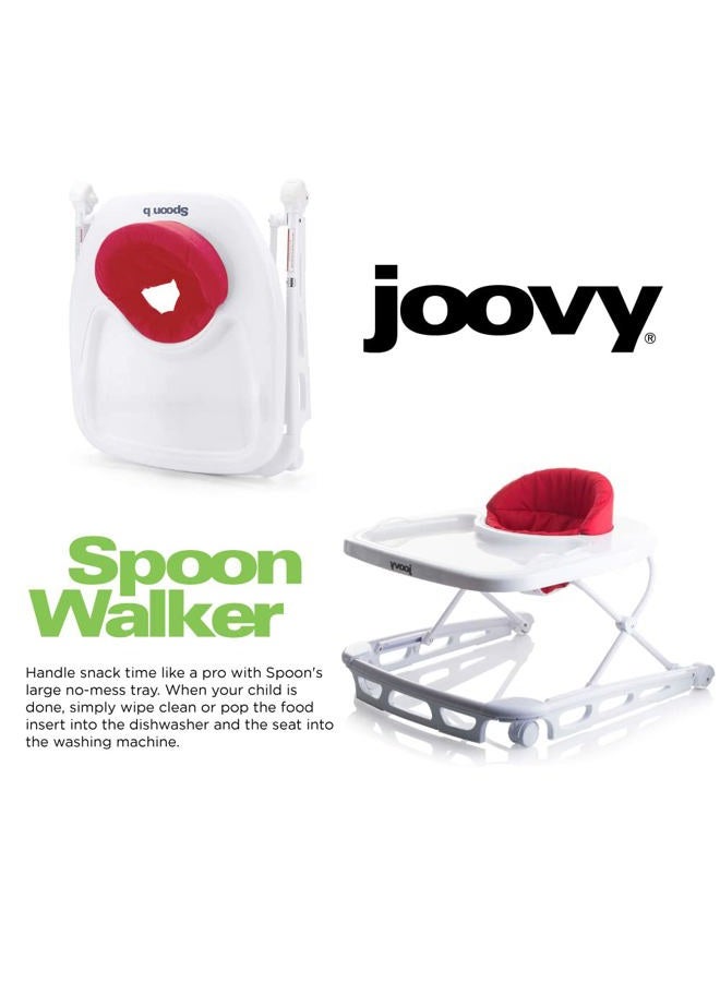 Joovy Spoon Baby Walker & Activity Center Featuring Three Adjustable Heights, Extra-Large Tray, and 30 lb Weight Capacity - JPMA Safety Certified, Red - Image 3
