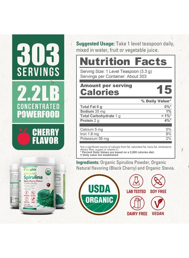 biophix Organic Spirulina Powder 2.2 lb Black Cherry Flavor - Protein-Rich Nutrient-Dense Superfood - Powerful Antioxidant - Supports Immune Health - Image 4