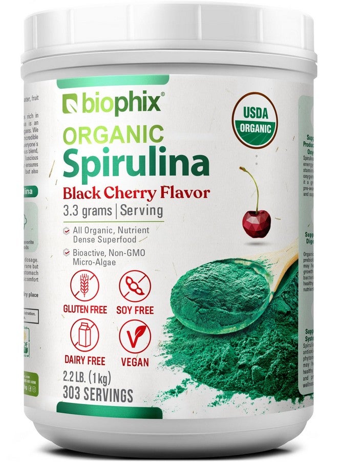biophix Organic Spirulina Powder 2.2 lb Black Cherry Flavor - Protein-Rich Nutrient-Dense Superfood - Powerful Antioxidant - Supports Immune Health - Image 1