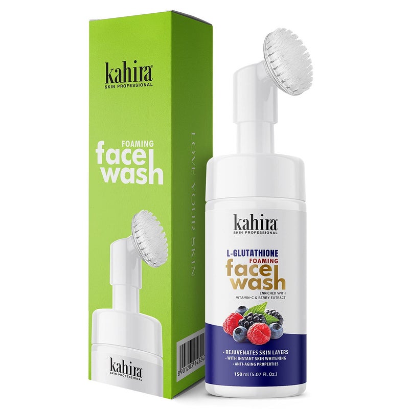 Kahira L Glutathione Foming Face wash Enrich with VitaminC  Berry Extract Rejuvenates Skin Whitening AntiAging Properties NO SLS Parabens Sulfate 150ml - Image 1