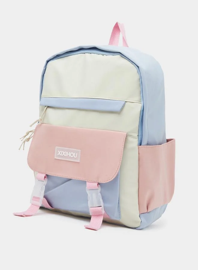 Styli Girls Color Block Backpack with Pockets
