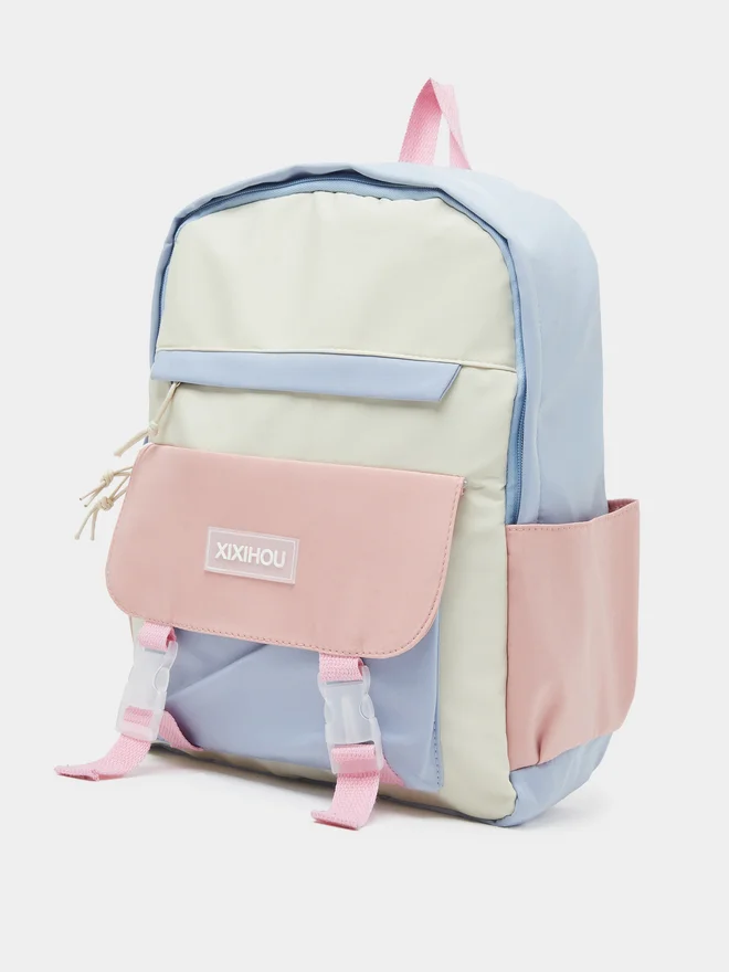 Styli Styli Girls Color Block Backpack with Pockets