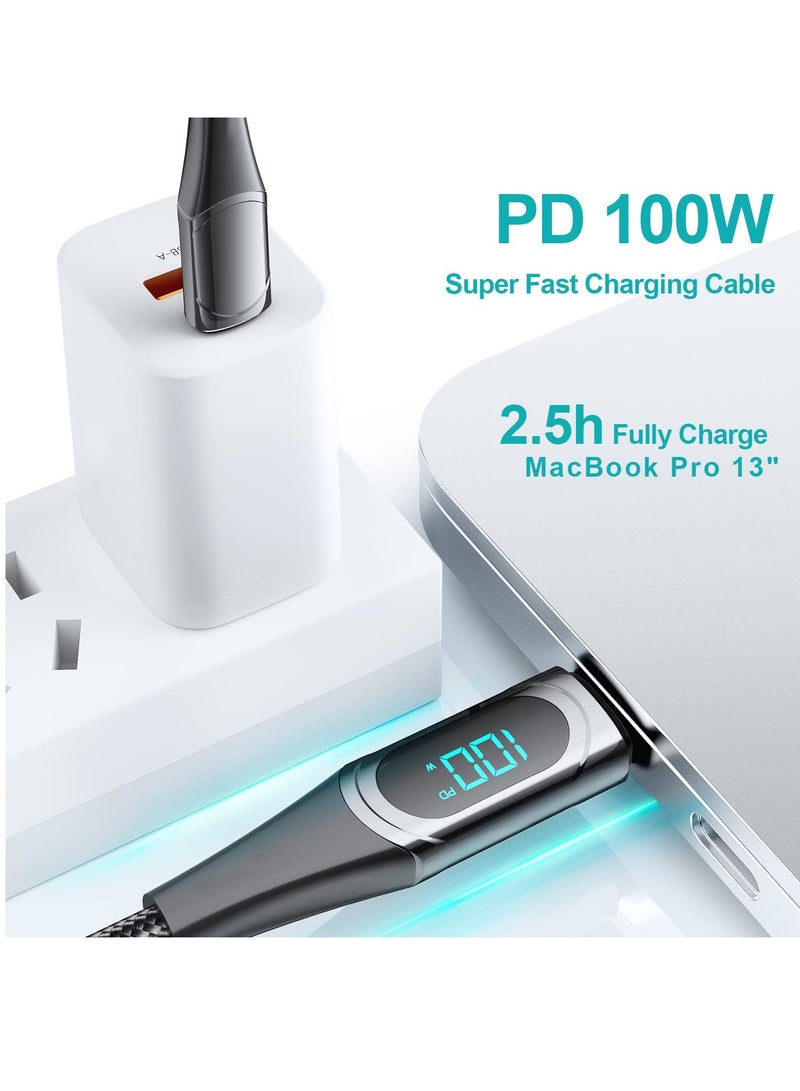 SOLARAE 100W USB C to USB C Cable with Display, 6.6ft, 5A PD QC 5.0 Fast Charging Type C Cable, Super Speed USB C Cable, Black - Image 4