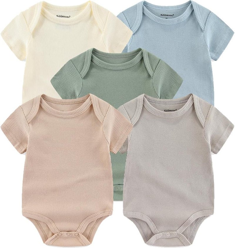 Kiddiezoom newborn Baby Unisex Cotton One-Piece Bodysuits Baby Gift 5-pack Baby clothes - Image 1