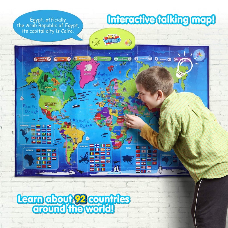 BEST LEARNING i-Poster My World â€“ Interactive Talking World Map for Kids Ages 5-12 to Learn Countries, Flags, and Fun Facts About Our Planet - Image 4