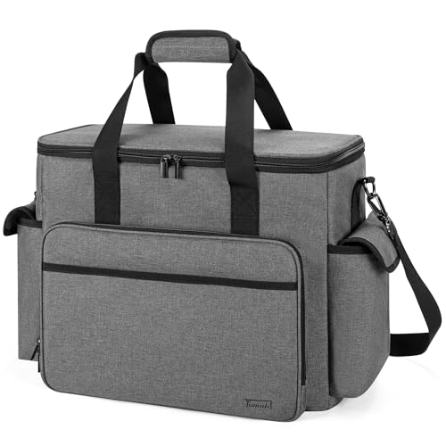 Trunab Large Scrapbook Bag with Padded Laptop Sleeve, Craft Bag Organizer Tote with Multiple Pockets for Scrapbooking Supplies and Art Tools, Grey - Image 1