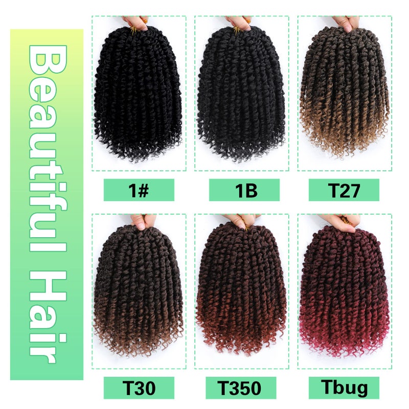 AMELI Passion Twist Crochet Hair 8Inch Passion Twist Hair 8 Packs Pre-Twisted Short Passion Twist Crochet Hair for Black Women Soft Curly Crochet Hair 1B - Image 5