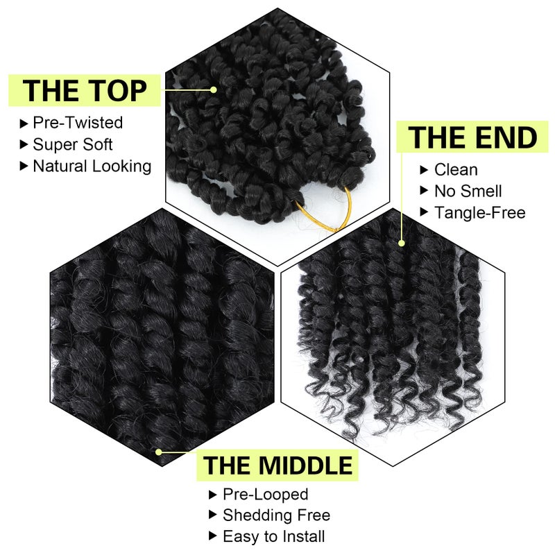 AMELI Passion Twist Crochet Hair 8Inch Passion Twist Hair 8 Packs Pre-Twisted Short Passion Twist Crochet Hair for Black Women Soft Curly Crochet Hair 1B - Image 4