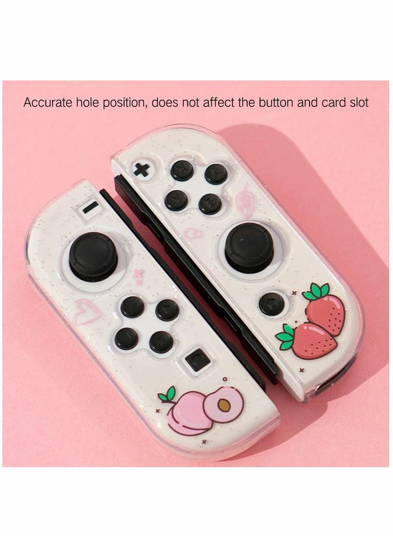 Protective Case for Nintendo Switch OLED, Cute Peach Crystal Hard Shell TPU cover with shock-absorption Anti-Scratch Anti-Slip Skin Grip Cover (Peach) - Image 4