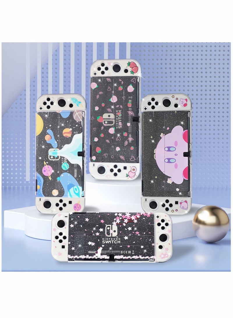 Protective Case for Nintendo Switch OLED, Cute Peach Crystal Hard Shell TPU cover with shock-absorption Anti-Scratch Anti-Slip Skin Grip Cover (Peach) - Image 3