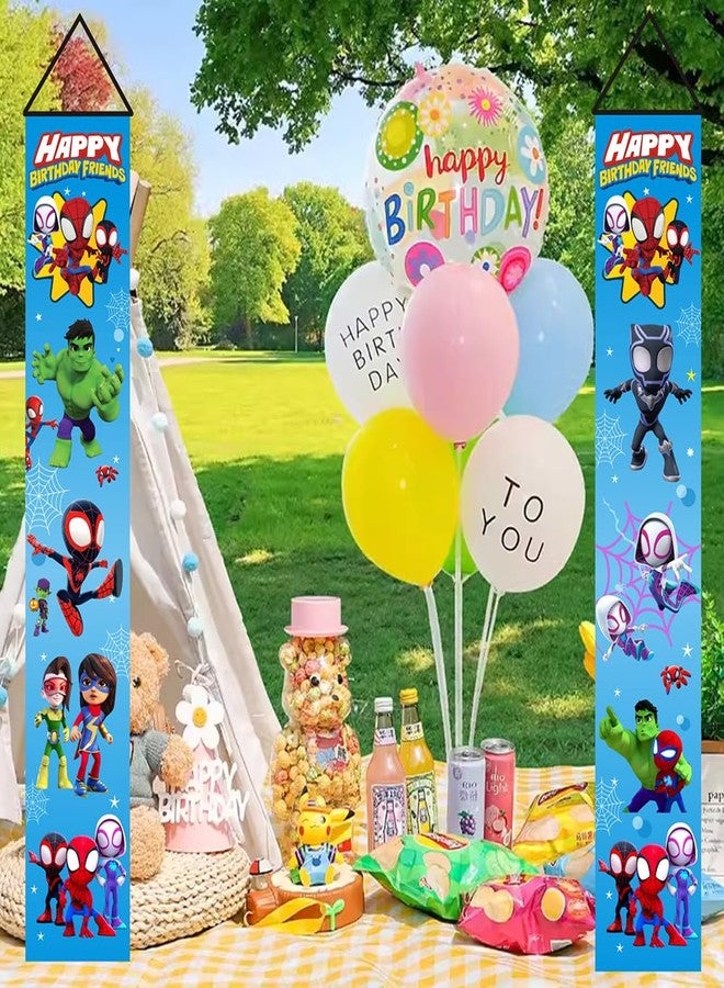 BNFUO 2Pcs Spider and His Friends Birthday party Porch Sign Door Hanging Banner Birthday Party Supplies for Wall Decorations - Image 5